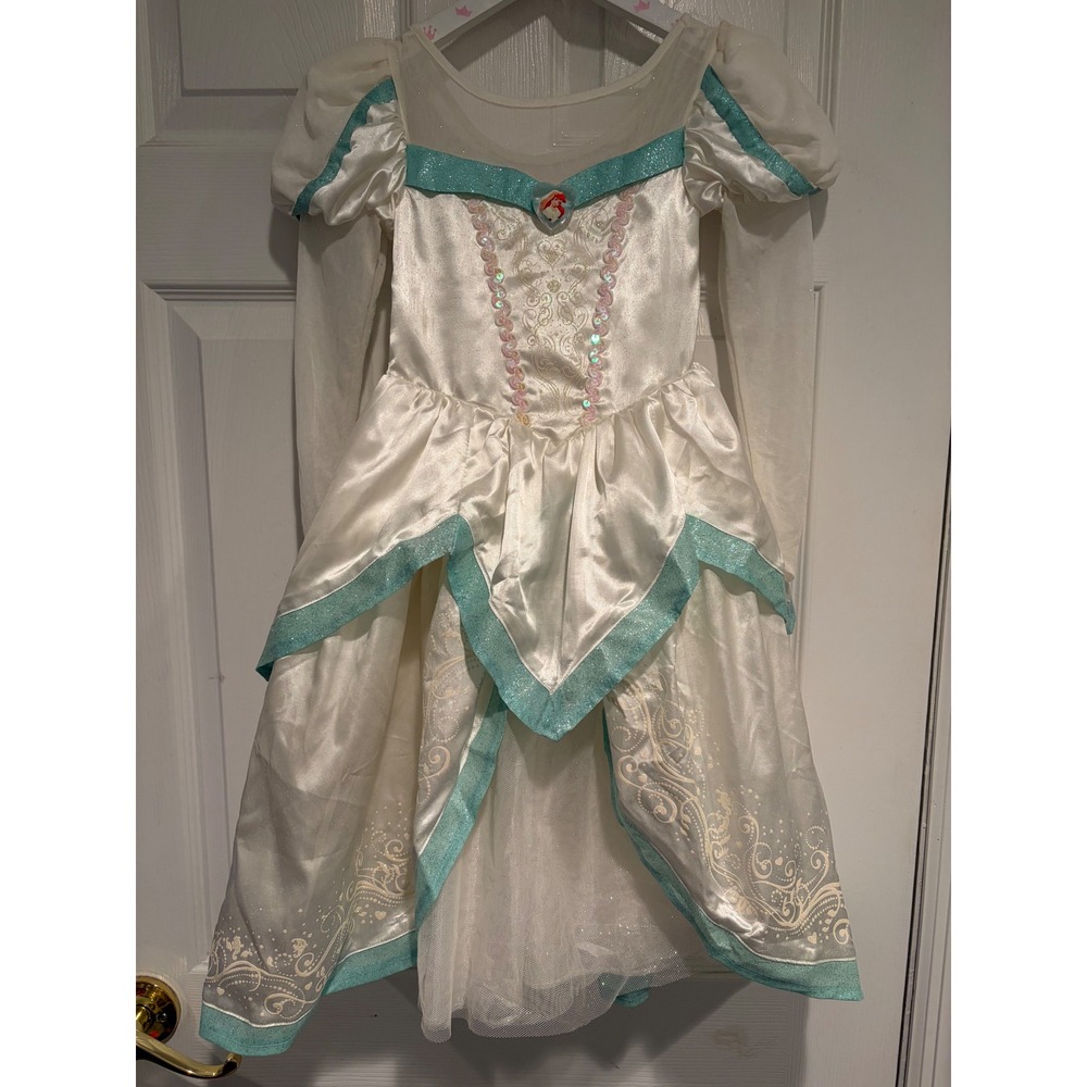Disney Store Ariel The Little Mermaid Wedding Dress Costume Girl XS 4 White Teal